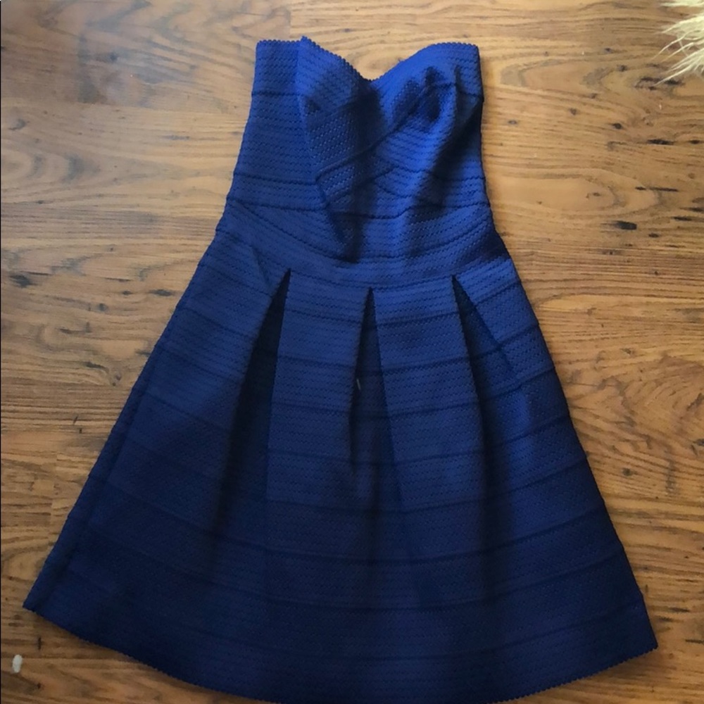 Strapless royal blue dress